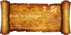 Koós Szilvia névjegykártya